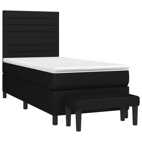 Ramsäng med madrass svart 100x200 cm tyg