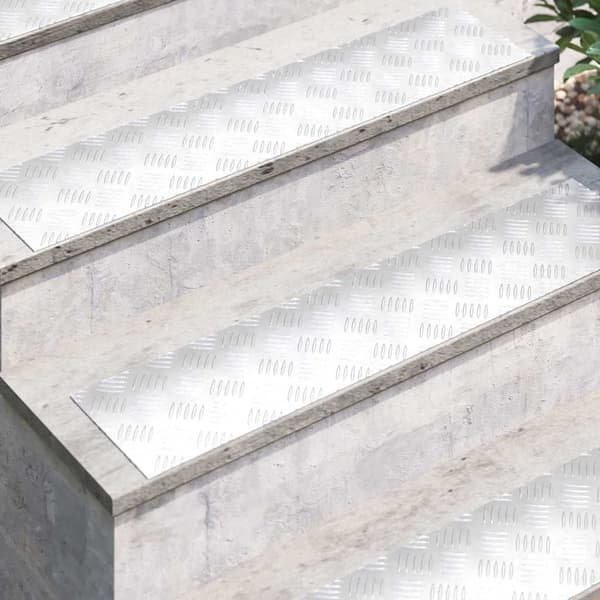 Trappsteg Rektangulär 4 pcs Silver 90 x 20 cm Aluminium