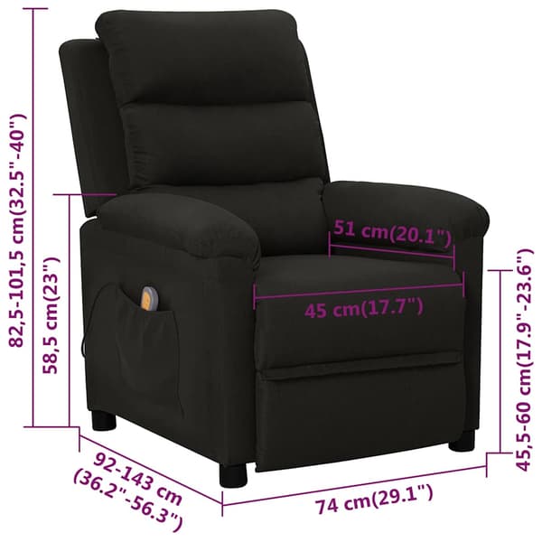 Massagefåtölj svart tyg