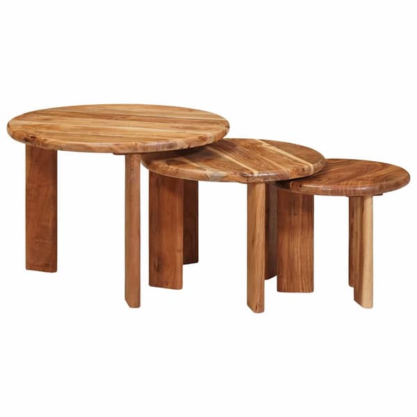 Nesting Kaffe Bord 3 pcs Brun Massivt Akaciaträ