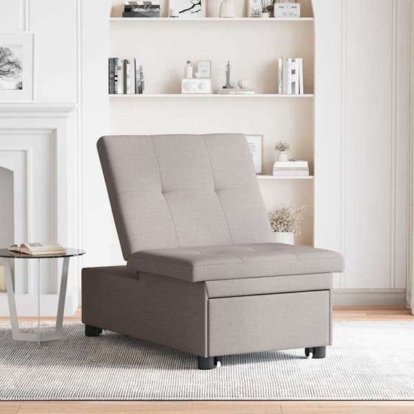 Pull Out Sofa Bed Taupe 194 x 50 x 82 cm tyg