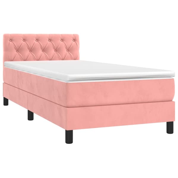 Ramsäng med madrass rosa 80x200 cm sammet