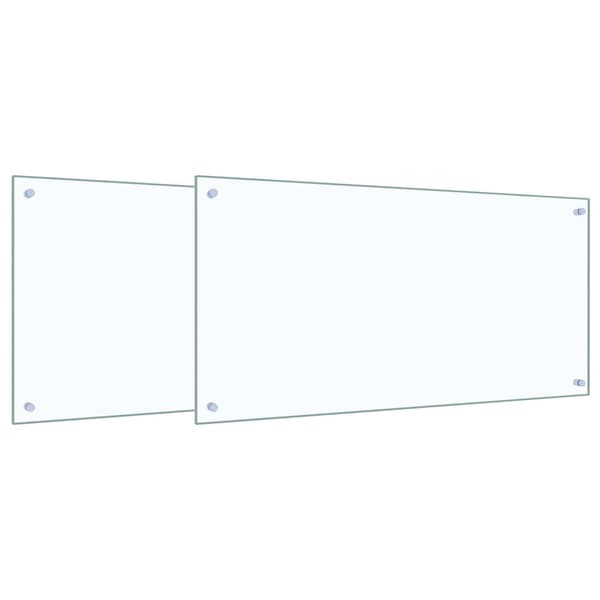 Köksskydd 2 st Transparent 100 x 50 cm härdat glas