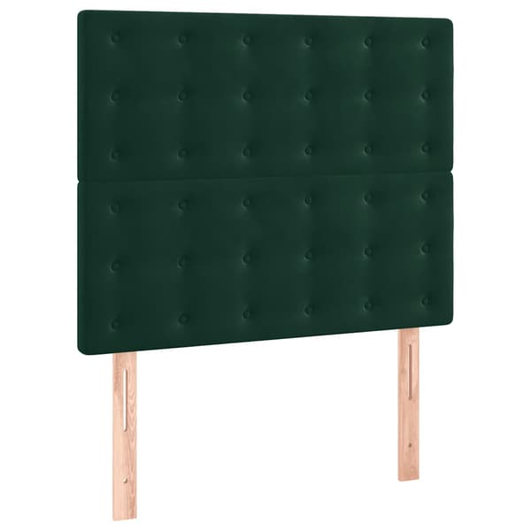 Ramsäng med madrass & LED mörkgrön 120x200 cm sammet