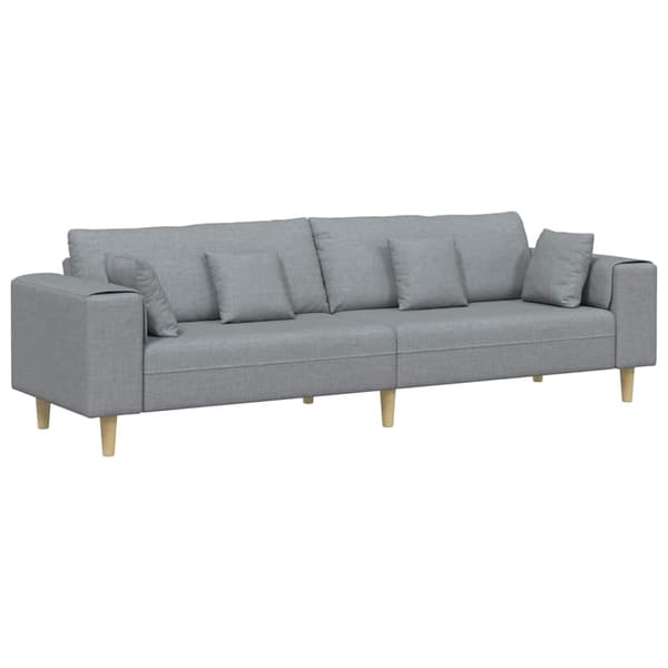 Soffa med kudde Ljusgrå 250 x 77 x 76 cm tyg