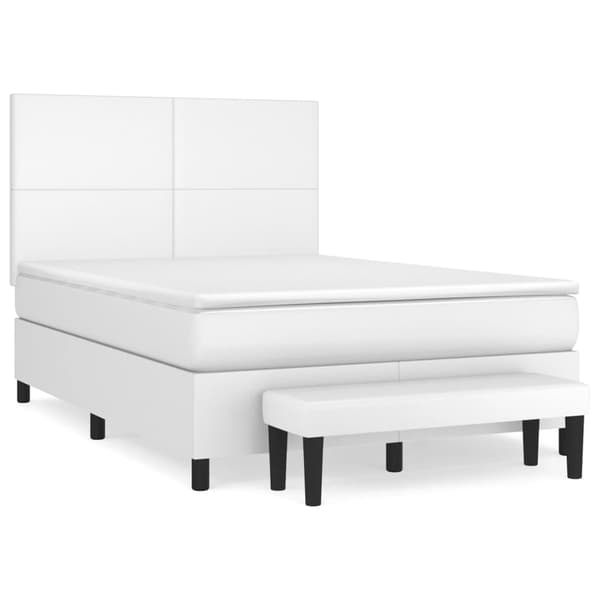 Ramsäng med madrass vit 140x200 cm konstläder