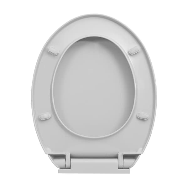 Toalettsits mjuk stängning snabbfäste ljusgrå oval