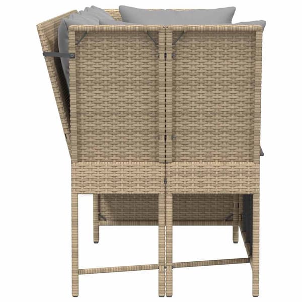 Trädgårdssoffa med dynor beige konstrotting