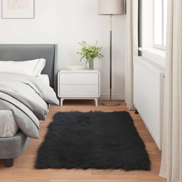 Fuskfäll matta TAFALLA Svart 80 x 150 cm Polyester