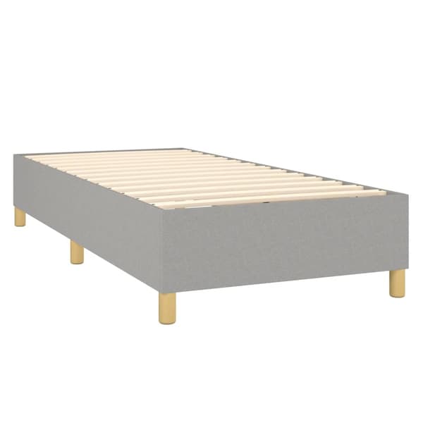 Ramsäng med madrass ljusgrå 90x190 cm tyg