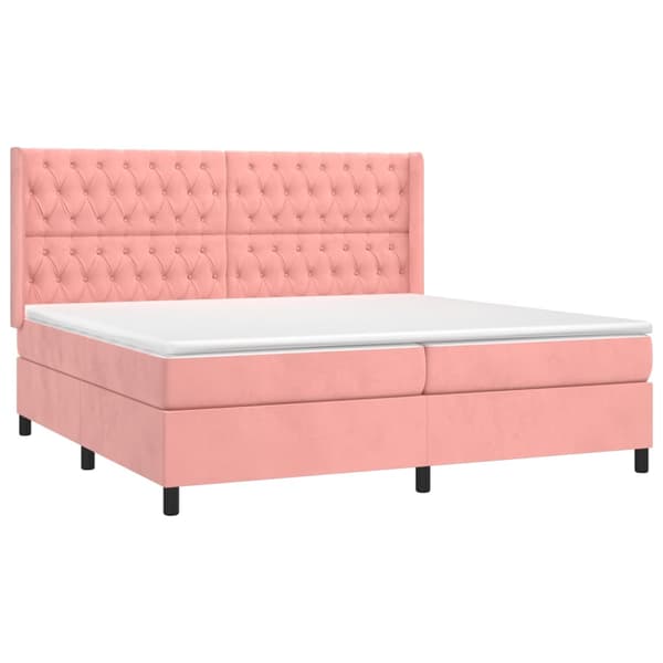 Ramsäng med madrass rosa 200x200 cm sammet