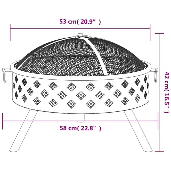 Eldstad med eldgaffel 58 cm XXL stål