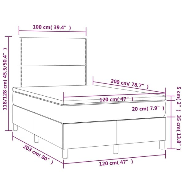 Ramsäng med madrass blå 120x200 cm tyg