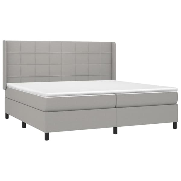 Ramsäng med madrass ljusgrå 200x200 cm tyg
