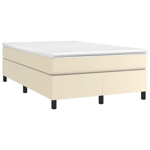 Boxspring-sängram gräddvit 120x200 cm konstläder