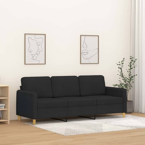 3-sitssoffa svart 180 cm tyg