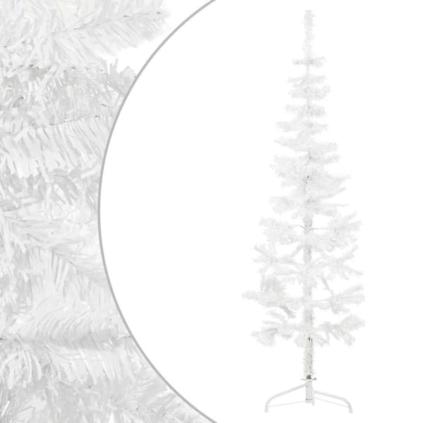 Smal halv plastgran med stativ vit 150 cm