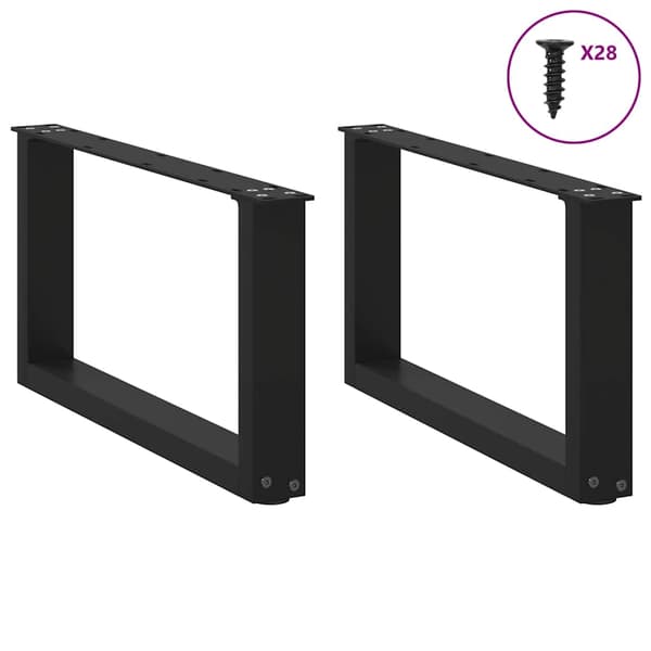 Soffbordsben U-formade 2 st svarta 70x(30-31) cm stål