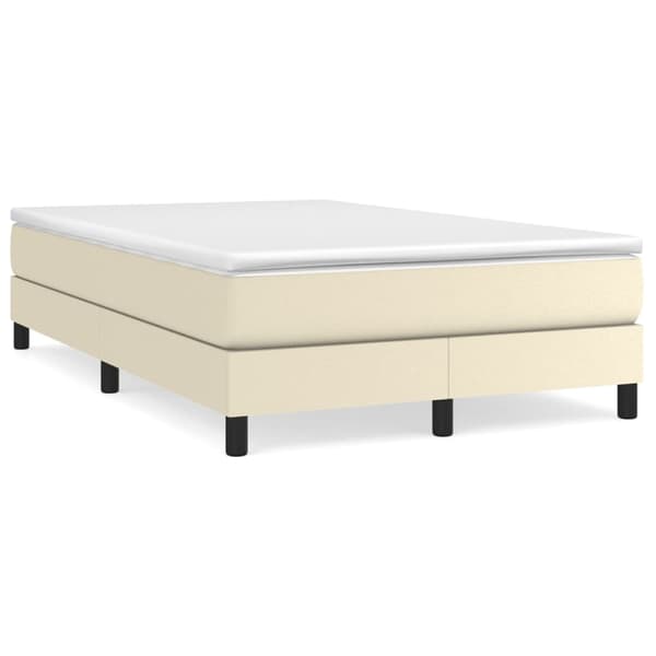Boxspring-sängram gräddvit 120x200 cm konstläder