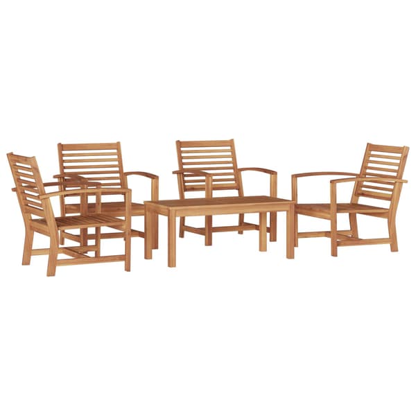Trädgårdsoffset 5 pcs Naturfärg Massivt teakträ