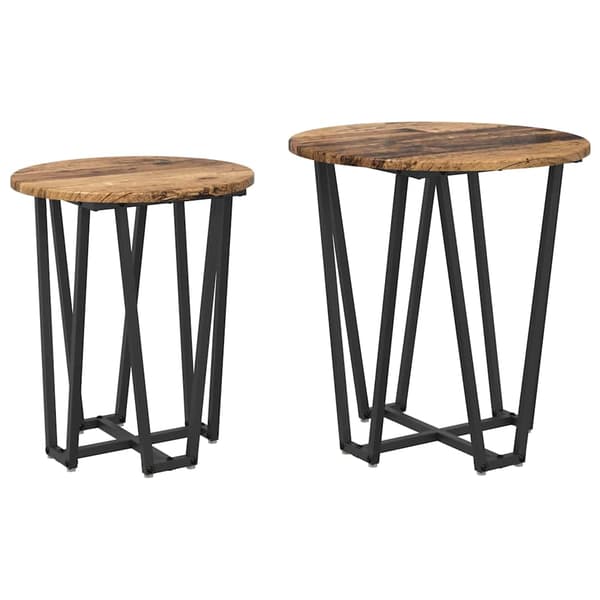Sidobordsset 2 pcs Gammalt trä och svart