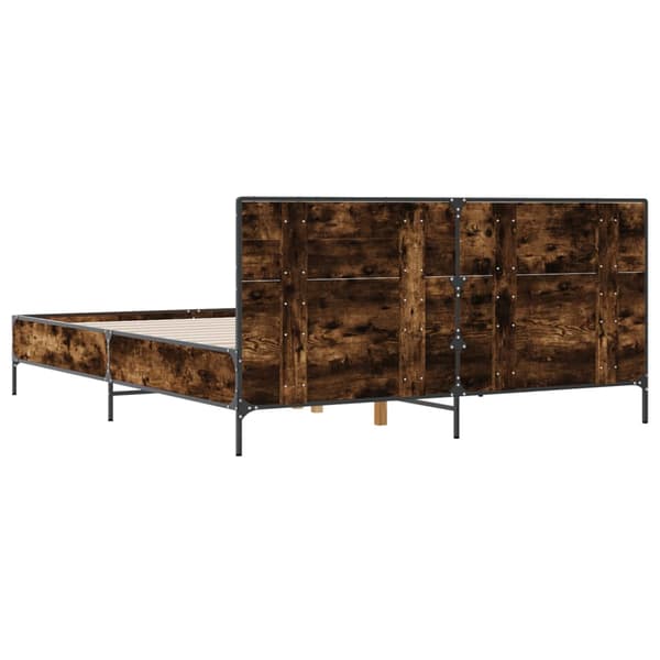 Sängram rökfärgad ek 120x200 cm konstruerat trä och metall