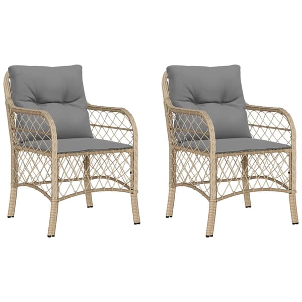 Trädgårdsstolar med dynor 2 st blandad beige konstrotting