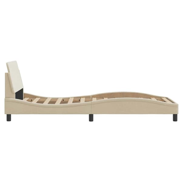 Bed Frame with Headboard "Dover" Cream 90x200 cm Fabric