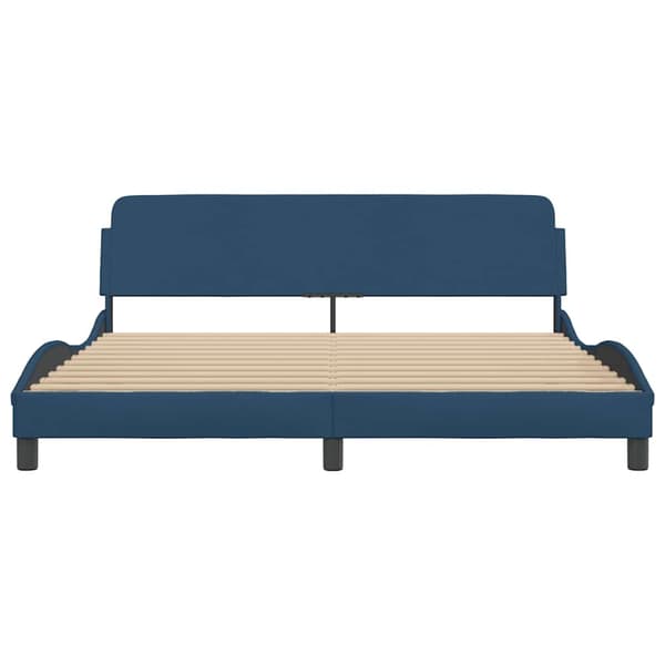 Bed Frame with Headboard "Dover" Blue 180x200 cm Fabric