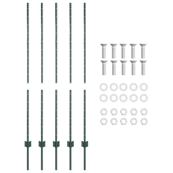 Stängselstolpe 5 pcs Grön 140 cm Stål