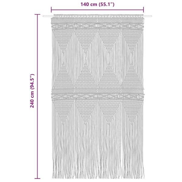 Gardin makramé blå 140x240 cm bomull