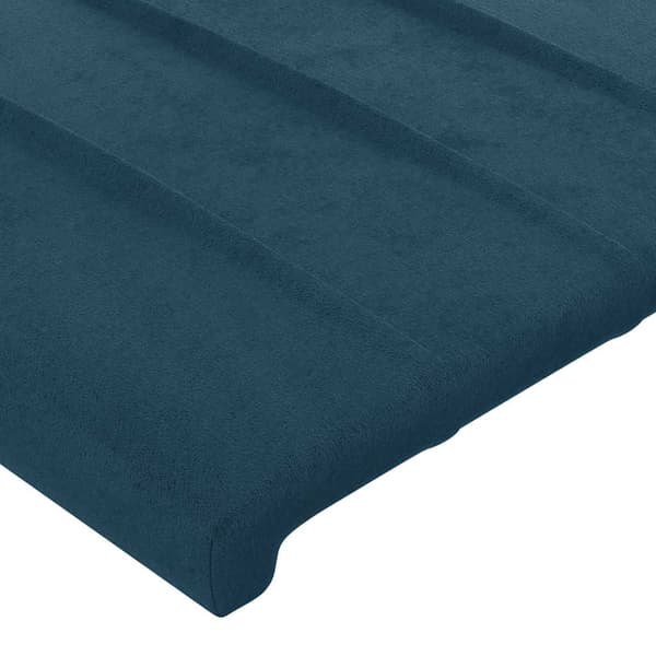 Sänggavel LED mörkblå 80x5x78/88 cm sammet