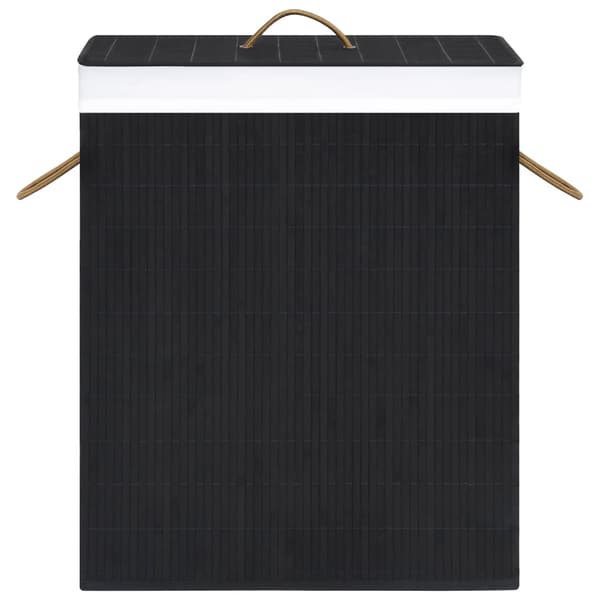 Tvättkorg bambu med 2 sektioner svart 100 L