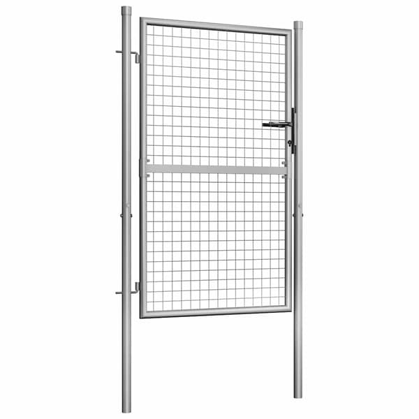 Trädgårdsgrind galvaniserat stål 100x125 cm silver