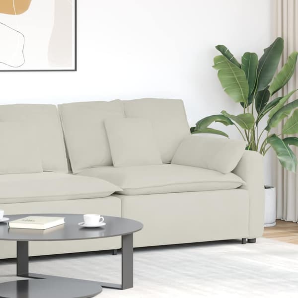 Modulär soffa armstödsändmodul med kuddar gräddvit 100 cm