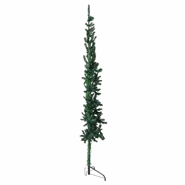 Smal halv plastgran med stativ grön 240 cm