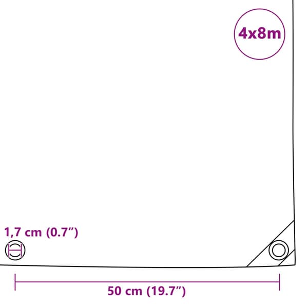 Presenning 650 g/m² 4x8 m grå
