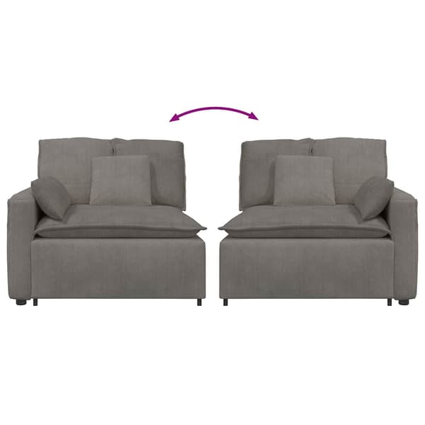 Modulär soffa armstödsändmodul med dynor ljusgrå 100 cm