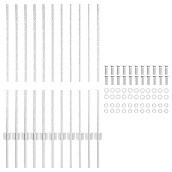 Stängselstolpe 11 pcs Silver 100 cm Stål
