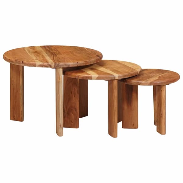Nesting Kaffe Bord 3 pcs Brun Massivt Akaciaträ