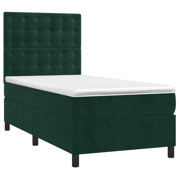 Ramsäng med madrass mörkgrön 80x200 cm sammet