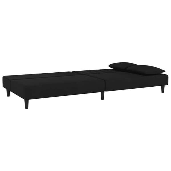 Bäddsoffa 2-sits med två kuddar svart sammet