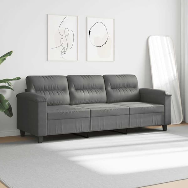 3-sitssoffa Mörkgrå 180 cm mikrofibertyg