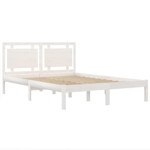 Sängram vit massivt trä 200x200 cm