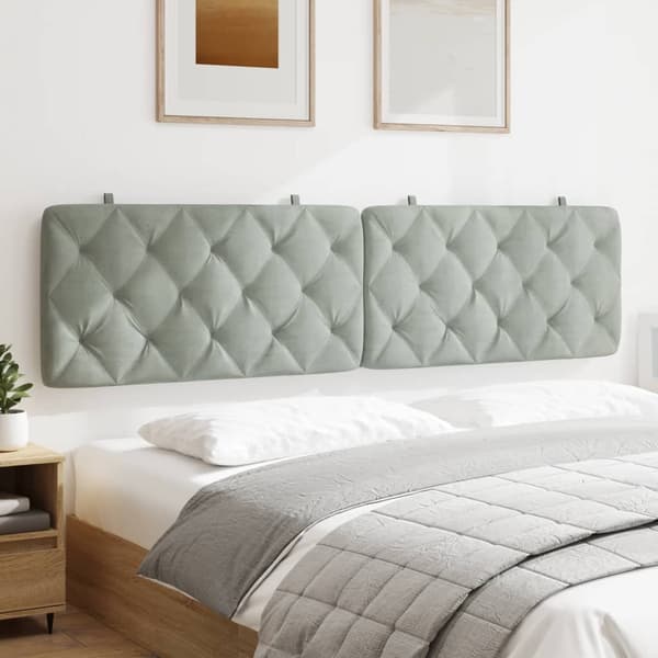 Headboard Cushion Light Grey 200 cm Velvet