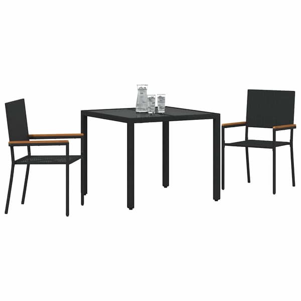 Trädgårdsmöbelset 3 pcs Svart konstrotting