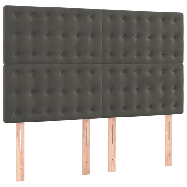 Ramsäng med madrass mörkgrå 140x190 cm sammet