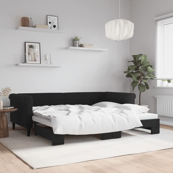 Dagbädd utdragbar svart 90x200 cm sammet