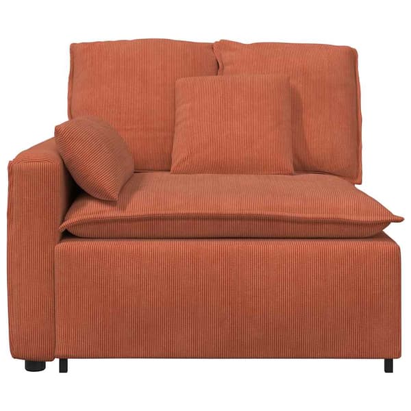 Modulär soffa armstödsändmodul med dynor röd orange 100 cm