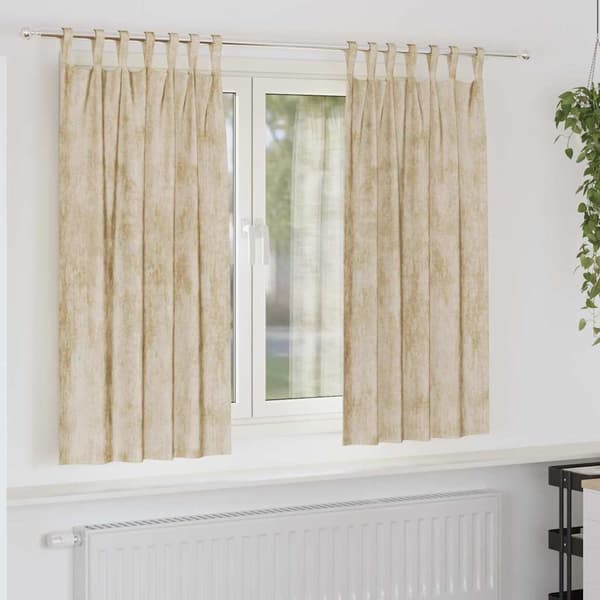 Sammetsgardiner 2 st Kräm 175 x 140 cm Sammet